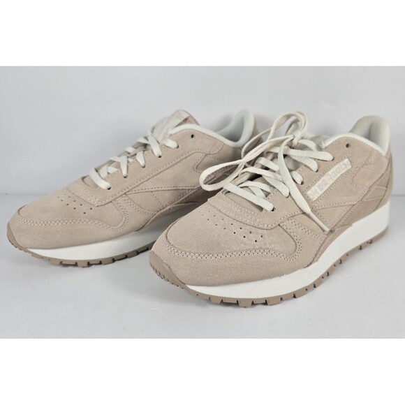 Reebok Classic Leather Womens Beige Running Lace Up Shoes Sneakers 7.5 - Picture 3 of 8